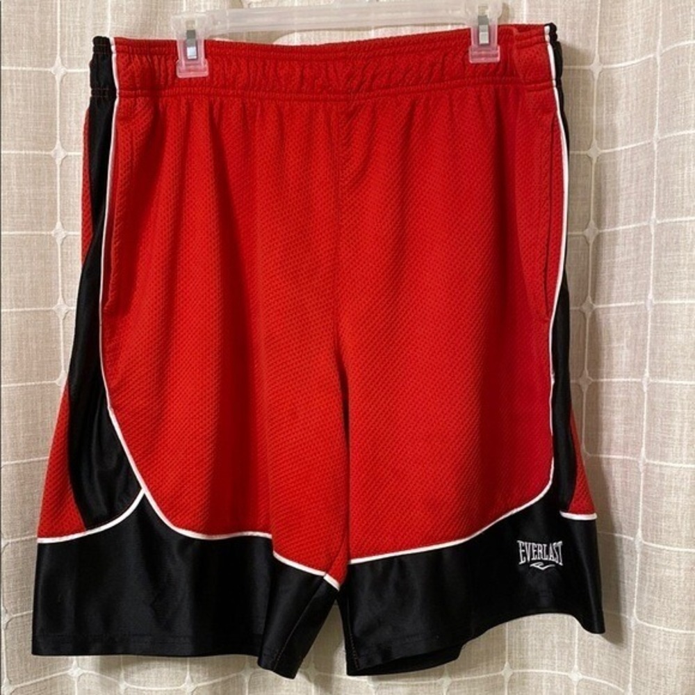 Everlast Basketball Shorts Mens XL Red Black Mesh Athletic Gym Workout Sport